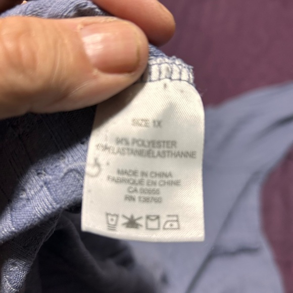 In Every Story - 1x -24” pit to pit blue long sleeve top-waffle like fabric - - Picture 7 of 9